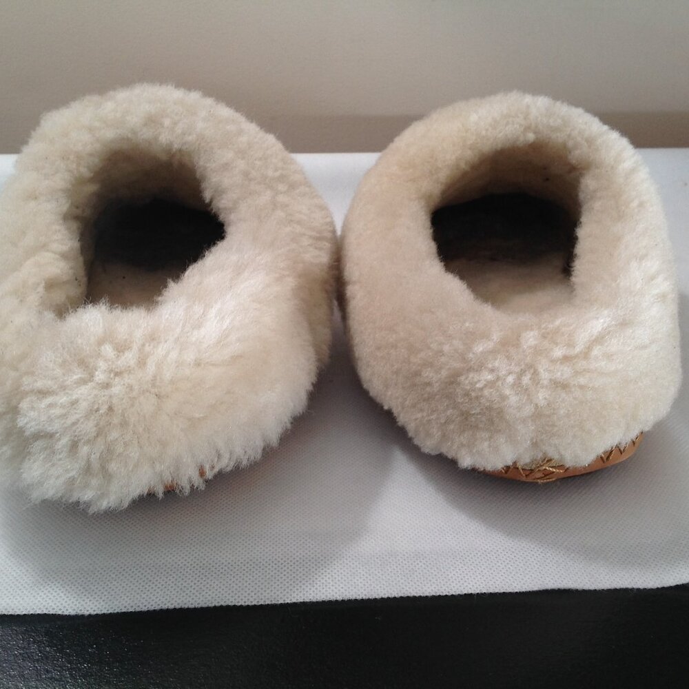 Tory Burch Moccasin Suede Leather Shearling Slippers 11 - Picture 4 of 8